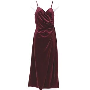 Petal + Pup Renarde Wrap Velvet Midi Dress Wine Burgundy Sleeveless Small NWT